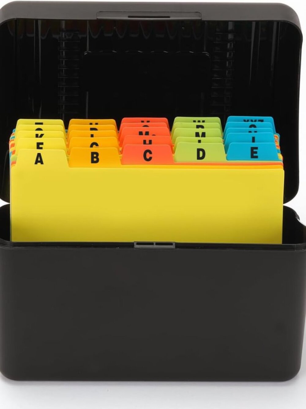 Index Card Holder 3x5 Inches with 25 Plastic Dividers - Black